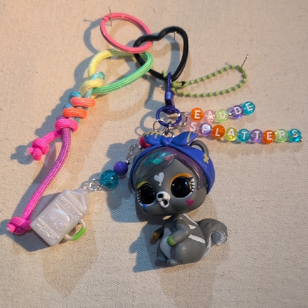 Lol Surprise Skunk Upcycled Bag Charm Handmade Keychain